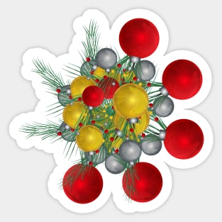 Merry Christmas tree with Christmas baubls ornaments Sticker